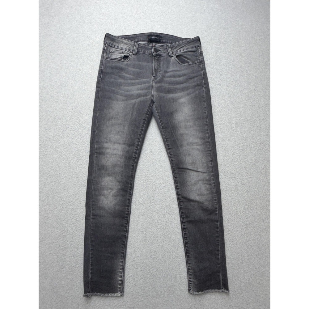 Etienne Marcel Jeans Womens 30 Charcoal Wash Mid Rise Skinny Raw Hem Stretch